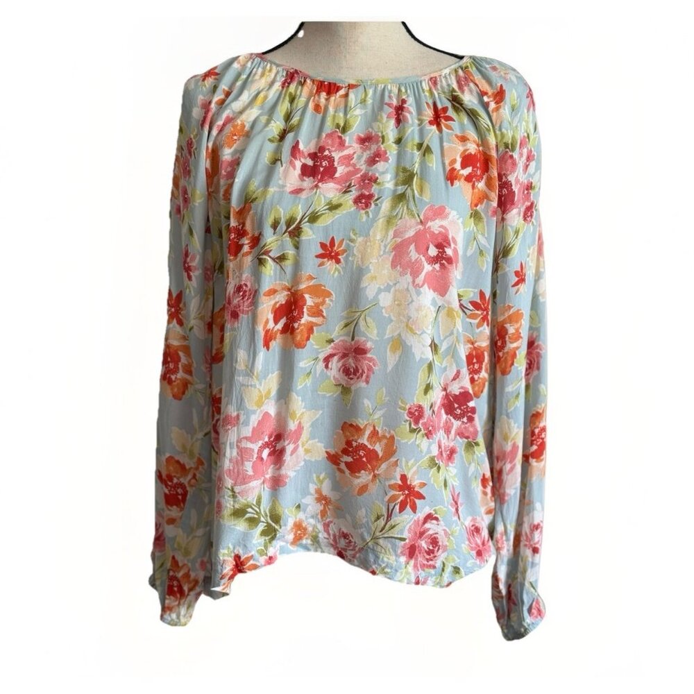 J. Jill Floral Cold Shoulder Top Womens Small Long Sleeve Cottagecore Feminine